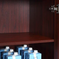 HOMCOM 63" 2-Door Kitchen Pantry, Freestanding Storage Cabinet with 5-tier Shelving and 2 Adjustable Shelves for Dining Room, Cherry Wood Color(m-9)