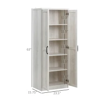 HOMCOM 63" 2-Door Kitchen Pantry, Freestanding Storage Cabinet with 2 Adjustable Shelves for Kitchen or Living Room, White(m-3)