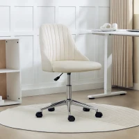 Vinsetto Vanity Chair for Makeup, Velvet Comfy Office Chair with Adjustable Height, Swivel Wheels, Cream(m-1)