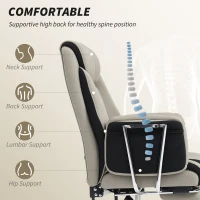 HOMCOM Reclining Office Chair, Overstuffed Executive Desk Chair with High Back, PU Leather, Footrest, Swivel Wheels, Grey(m-4)