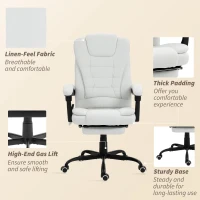 Vinsetto 7-Point Vibrating Massage Chair, Reclining Office Chair with Footrest, Reclining Back, Adjustable Height, White(m-9)