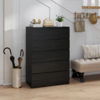 HOMCOM Dresser for Bedroom with 5 Drawers, Modern Chest of Drawers for Living Room, Closet, Hallway, Black(m-1)
