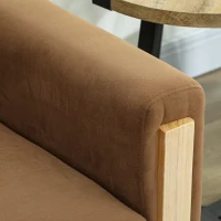 HOMCOM 53" Loveseat Sofa, Small 2 Seater Couch with Solid Wood Legs, Modern Velvet Sofa for Living Room, Small Spaces,Brown(m-10)