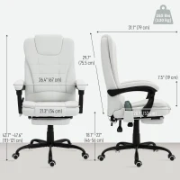 Vinsetto 7-Point Vibrating Massage Chair, Reclining Office Chair with Footrest, Reclining Back, Adjustable Height, White(m-3)