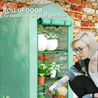 Outsunny 3 Tier Mini Greenhouse, Portable Flower Stand with Shelf Clips, Indoor Greenhouse with Steel Frame, Green(m-5)
