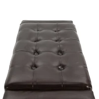 HOMCOM Storage Ottoman Bench, PU Leather Upholstered Bench with Tufted Design, Brown(m-9)