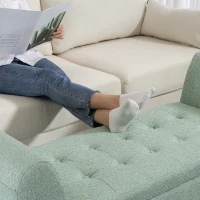 HOMCOM Upholstered Storage Bench with Arms, Modern Ottoman Bench for Bedroom, Entryway, and Living Room, Green(m-10)