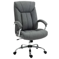 Vinsetto High Back Swivel Office Chair Task Ergonomic Linen Fabric Computer Chair, with Arm, Adjustable Height, Grey(m-2)