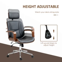 HOMCOM Office Chair, PU Leather Desk Chair with Removable Headrest, Adjustable Height, Tilt Function and with Wheels, Black(m-4)