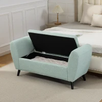 HOMCOM Upholstered Storage Bench with Arms, Modern Ottoman Bench for Bedroom, Entryway, and Living Room, Green(m-1)