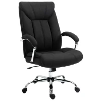 Vinsetto High Back Swivel Office Chair Task Ergonomic Linen Fabric Computer Chair, with Arm, Adjustable Height, Black(m-11)