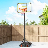 Soozier Portable Basketball Hoop, 7ft-8ft Height Adjustable Basketball System with Wheels & 28" Backboard for Youth Junior(m-10)