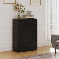 HOMCOM Dresser for Bedroom with 5 Drawers, Modern Chest of Drawers for Living Room, Closet, Hallway, Black(m-8)