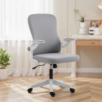 HOMCOM Ergonomic Office Chair, Swivel Desk Chair with Adjustable Lumbar Support and Height, Flip-up Armrests, Wheels, Grey(m-10)