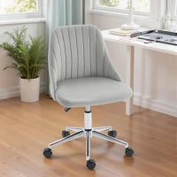 Vinsetto Vanity Chair for Makeup, Velvet Comfy Office Chair with Adjustable Height, Swivel Wheels, Grey(m-10)