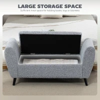 HOMCOM Upholstered Storage Bench with Arms, Modern Ottoman Bench for Bedroom, Entryway, and Living Room, Grey(m-4)