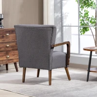 HOMCOM Accent Chair with Wooden Legs, Linen Fabric Armchair with Thick Padding, Comfy Chair for Living Room, Dark Grey(m-9)