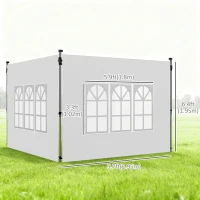 Outsunny Side Panels, Sidewalls Replacement with Window for 9.8' x 9.8' or 9.8' x 13.1' Pop Up Canopy, 2 Pack, White(m-3)