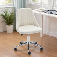 Vinsetto Vanity Chair for Makeup, Velvet Comfy Office Chair with Adjustable Height, Swivel Wheels, Cream(m-10)