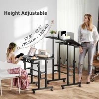HOMCOM Mobile Stand Up Desk, Height & Angle Adjustable Computer Desk with Wheels for Standing or Sitting, Laptop Desk, Black(m-4)
