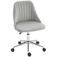 Vinsetto Vanity Chair for Makeup, Velvet Comfy Office Chair with Adjustable Height, Swivel Wheels, Grey(m-2)