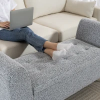 HOMCOM Upholstered Storage Bench with Arms, Modern Ottoman Bench for Bedroom, Entryway, and Living Room, Grey(m-10)