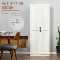 HOMCOM 63" 2-Door Kitchen Pantry, Freestanding Storage Cabinet with 2 Adjustable Shelves for Kitchen or Living Room, White(m-6)