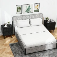 HOMCOM Modern Bedside Tables Set of 2, 2 Pieces Nightstands with 2 Storage Drawers and Steel Legs for Bedroom, Black Wood Grain(m-1)