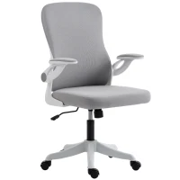HOMCOM Ergonomic Office Chair, Swivel Desk Chair with Adjustable Lumbar Support and Height, Flip-up Armrests, Wheels, Grey(m-2)