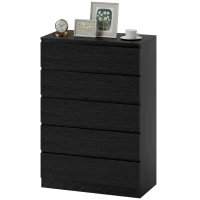 HOMCOM Dresser for Bedroom with 5 Drawers, Modern Chest of Drawers for Living Room, Closet, Hallway, Black(m-2)
