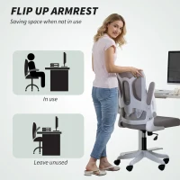 HOMCOM Ergonomic Office Chair, Swivel Desk Chair with Adjustable Lumbar Support and Height, Flip-up Armrests, Wheels, Grey(m-6)