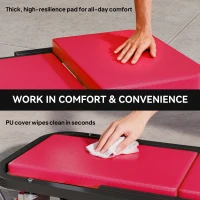 HOMCOM Automotive Z Creeper Seat, 2-in-1 330 lbs Rolling Garage Mechanic Creeper & Stool with Pad, 6 Wheels, Red(m-6)