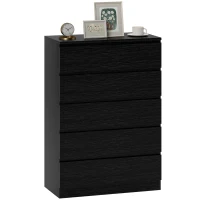 HOMCOM Dresser for Bedroom with 5 Drawers, Modern Chest of Drawers for Living Room, Closet, Hallway, Black(m-11)