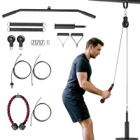 Soozier Weight Cable Pulley System for Home Gym with Universal Loading Pin for LAT Pull Down, Biceps Curl Workout(m-11)