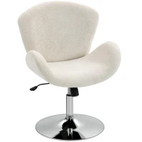 HOMCOM Swivel Office Chair, Velvet Desk Chair with Wide Bucket Seat, Butterfly Back, Tilt Function and Round Base, Cream White(m-2)