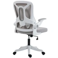 HOMCOM Ergonomic Office Chair, Swivel Desk Chair with Adjustable Lumbar Support and Height, Flip-up Armrests, Wheels, Grey(m-11)