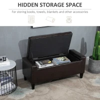 HOMCOM Storage Ottoman Bench, PU Leather Upholstered Bench with Tufted Design, Brown(m-4)