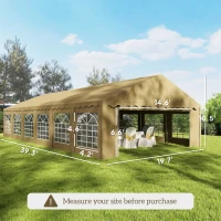 Outsunny 20' x 40' Party Tent, Outdoor Canopy Tent with Removable Sidewalls, 12 Windows for Parties, Wedding, Events, BBQ, Brown(m-3)