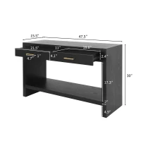 Farmhouse Console Table with Storage Drawers, Wooden Entryway Table Ideal for Living Room, Hallway, 47.5'' L x 15.5'' W x 30'' H, Black(m-3)