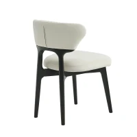 Set of 2 Solid Wood Dining Chairs with Curved Backrest, Upholstered Kitchen Chairs with Wooden Frame, 21'' L x 23'' W x 29.5'' H, Black(m-5)