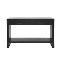 Farmhouse Console Table with Storage Drawers, Wooden Entryway Table Ideal for Living Room, Hallway, 47.5'' L x 15.5'' W x 30'' H, Black(m-2)
