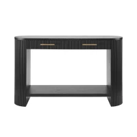 Farmhouse Console Table with Storage and Drawers, Narrow Wood Sofa Table for Living Room, Hallway, 47.5'' L x 14.5'' W x 30'' H, Black(m-2)