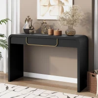 Narrow TV Sofa Table with Storage Drawers, Wood Console Table Ideal for Living Room, Entryway, 47.5'' L x 15.5'' W x 30'' H, Black(m-1)