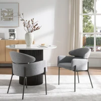 Set of 2 Upholstered Dining Chairs with Comfortable Foam Cushions, Kitchen Chairs for Living Room, 23'' L x 23.5'' W x 30'' H, Light Gray(m-4)