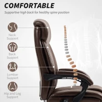 HOMCOM 6 Point Massage Office Chair with Remote, Ergonomic Reclining Computer Desk Chair with Footrest, Side Pocket, Dark Brown(m-5)