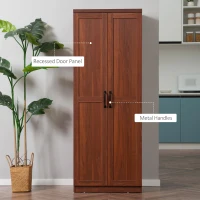 HOMCOM 63" 2-Door Kitchen Pantry, Freestanding Storage Cabinet with 5-tier Shelving and 2 Adjustable Shelves for Dining Room, Brown(m-7)