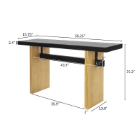 Farmhouse Wood Console Table with Premium Materials, Narrow Entryway Table with Easy Assembly, 59.5'' L x 16'' W x 31.5'' H, Black+Brown(m-3)
