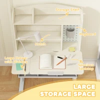 Qaba Kids Desk Height Adjustable with Tilted Desktop, Storage, Drawer, Pegboard, for 3-12 Years(m-6)