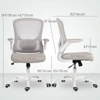 HOMCOM Ergonomic Mesh Office Chair with 4D Lumbar Support, Swivel Desk Chair with Flip-up Armrests, Tilt Function, Grey(m-3)