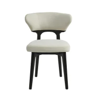 Set of 2 Solid Wood Dining Chairs with Curved Backrest, Upholstered Kitchen Chairs with Wooden Frame, 21'' L x 23'' W x 29.5'' H, Black(m-4)